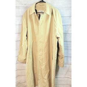 L.L. Bean Men’s Vintage Long Trench Coat Button Up Tan Size Large Tall